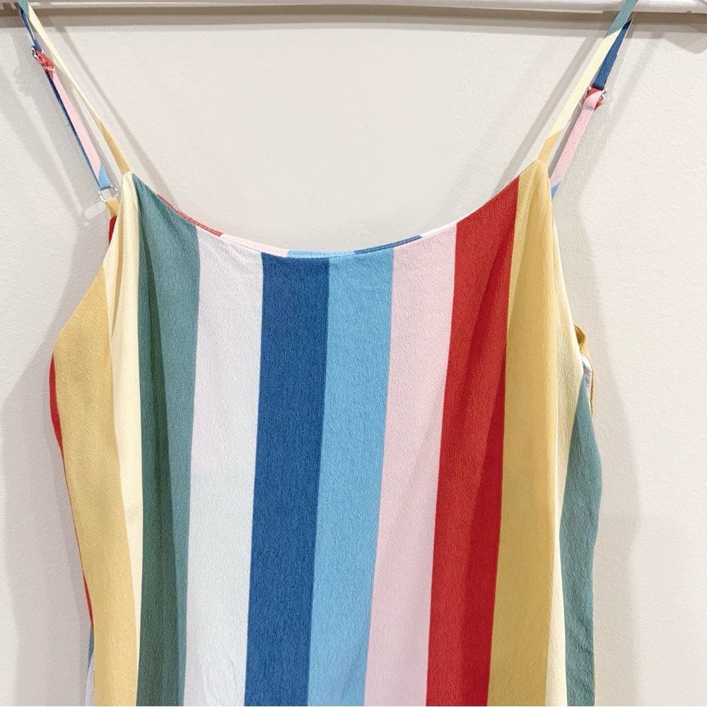 Reformation Lindsay Dress Women 0 Rainbow Stripe Viscose Retro Chic Summer - Picture 3 of 9